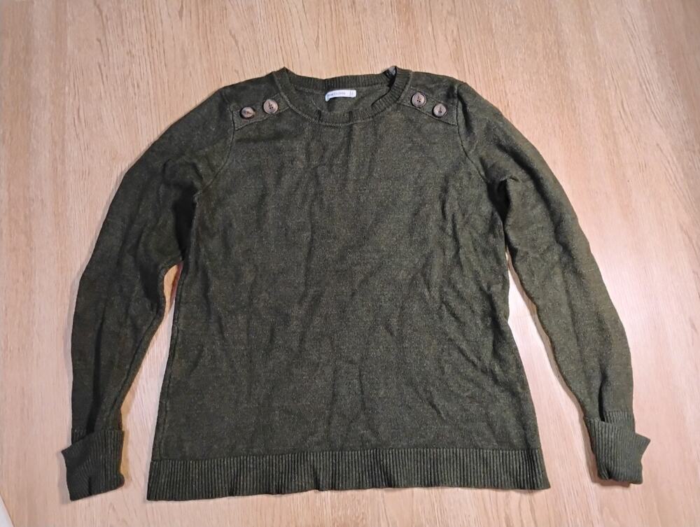 Pink Clover Womens Sweater Large Dark Gray Buttons